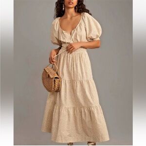 Anthropologie Somerset Round Neck Puffed-Sleeve Maxi Dress Medium NWT